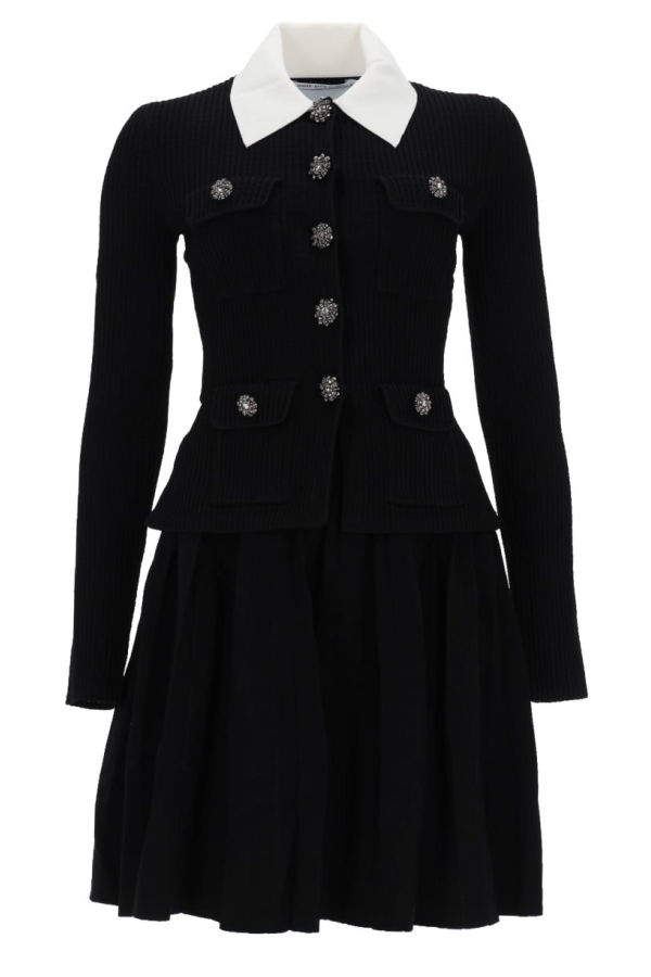 Self-Portrait Mini Dress With Contrasting Collar - Black