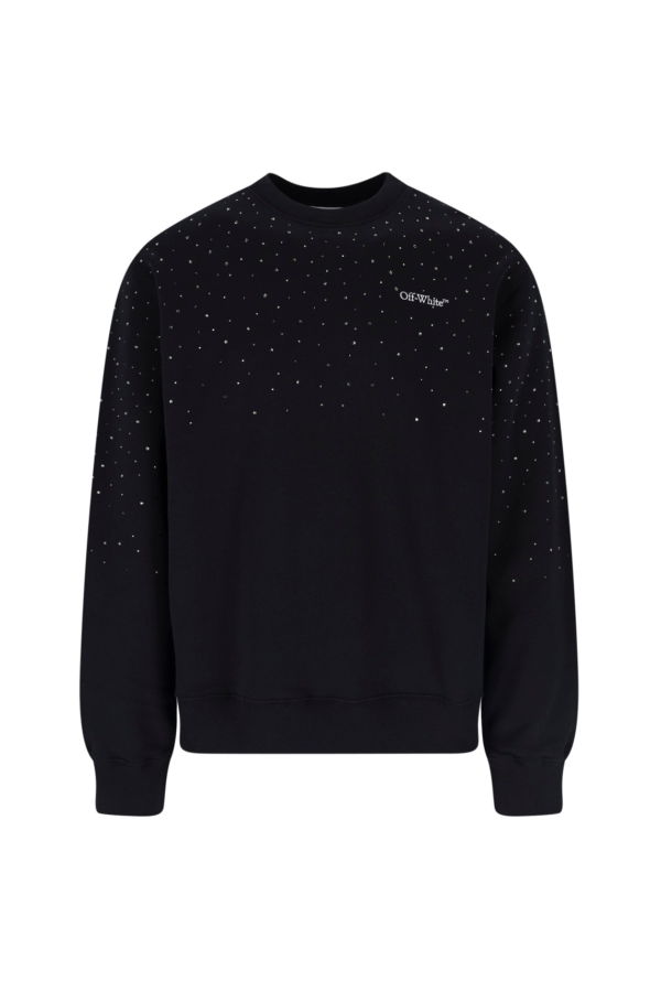 Off-White Rhinestone Logo Sweatshirt - Black