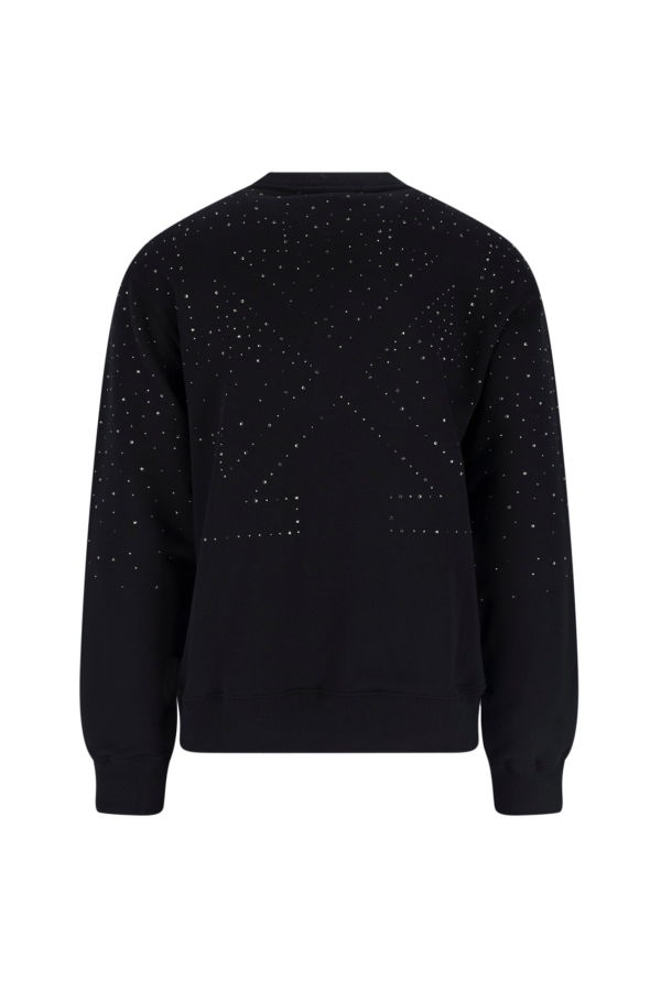 Off-White Rhinestone Logo Sweatshirt - Black