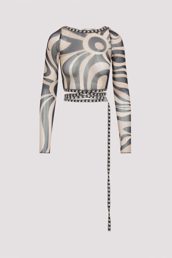 PUCCI Tulle Top - Beige Nero
