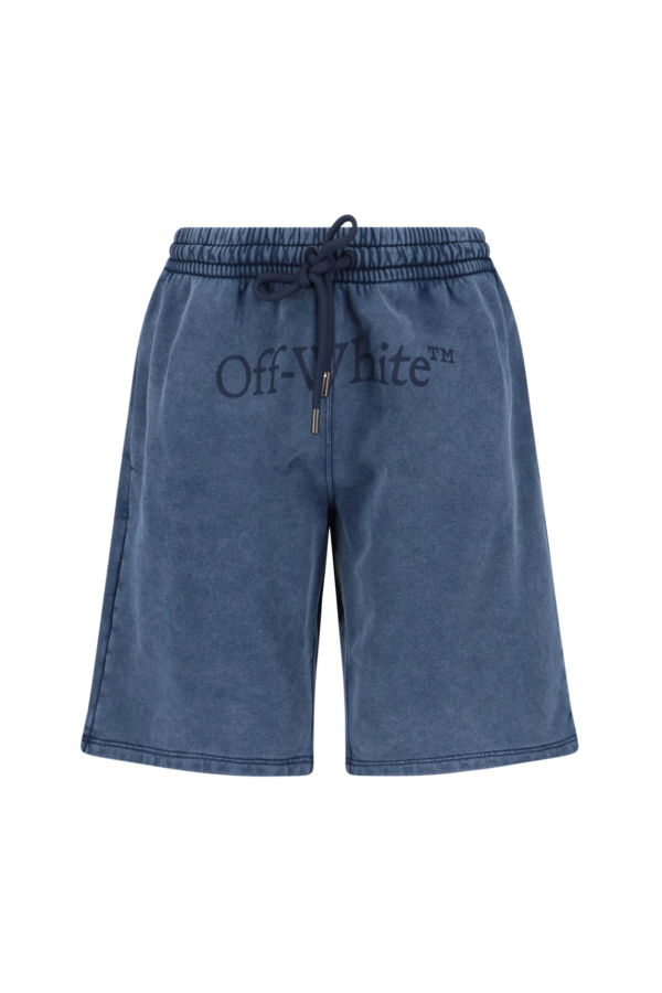 Off-White Cotton Shorts - Blue