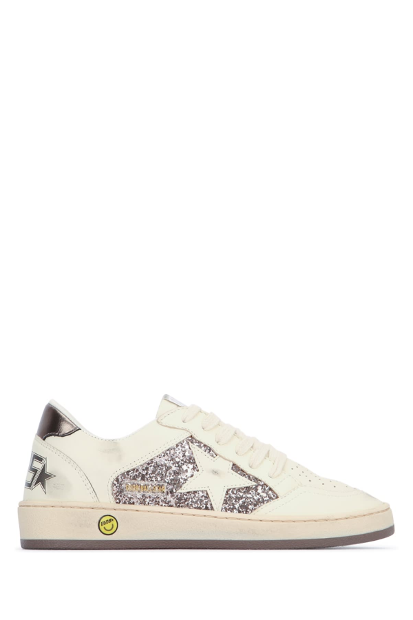 KIDS Golden Goose Ball Star Glitter And Nap Sneakers - Taupe/White