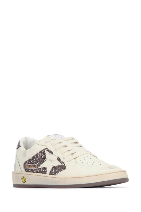 KIDS Golden Goose Ball Star Glitter And Nap Sneakers - Taupe/White