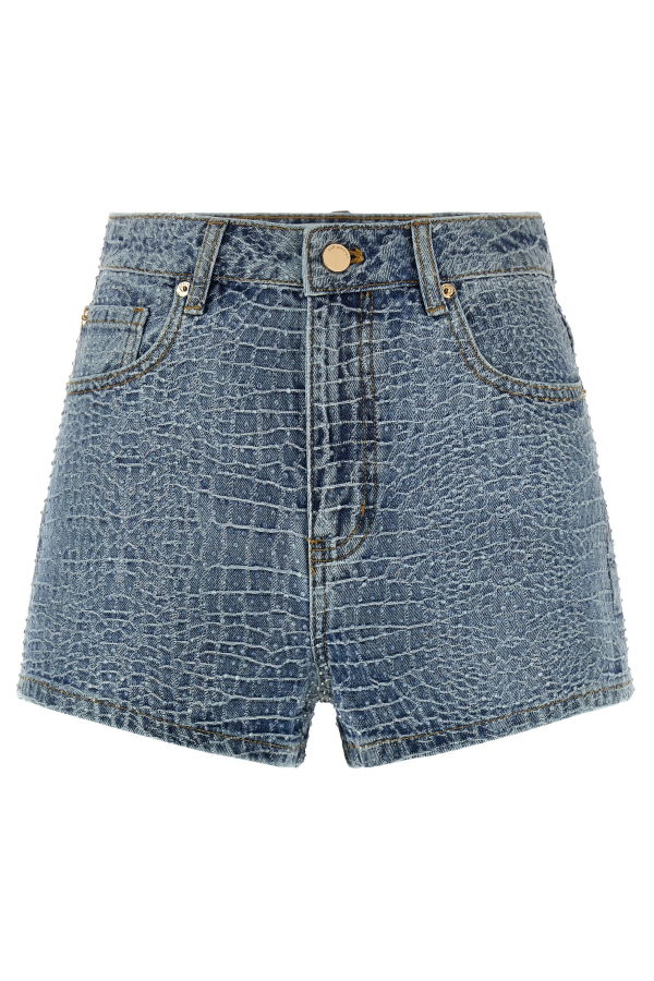 Self-Portrait Rhinestone Shorts - Light Blue