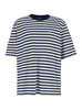 Ami Alexandre Mattiussi Quota Short Sleeve Boxy Fit Mariniere T-Shirt with Ami De Coeur Patch - Blue - Thumbnail 1