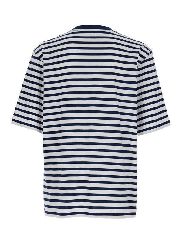 Ami Alexandre Mattiussi Quota Short Sleeve Boxy Fit Mariniere T-Shirt with Ami De Coeur Patch - Blue