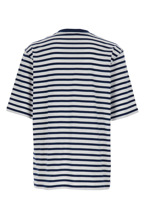 Ami Alexandre Mattiussi Quota Short Sleeve Boxy Fit Mariniere T-Shirt with Ami De Coeur Patch - Blue