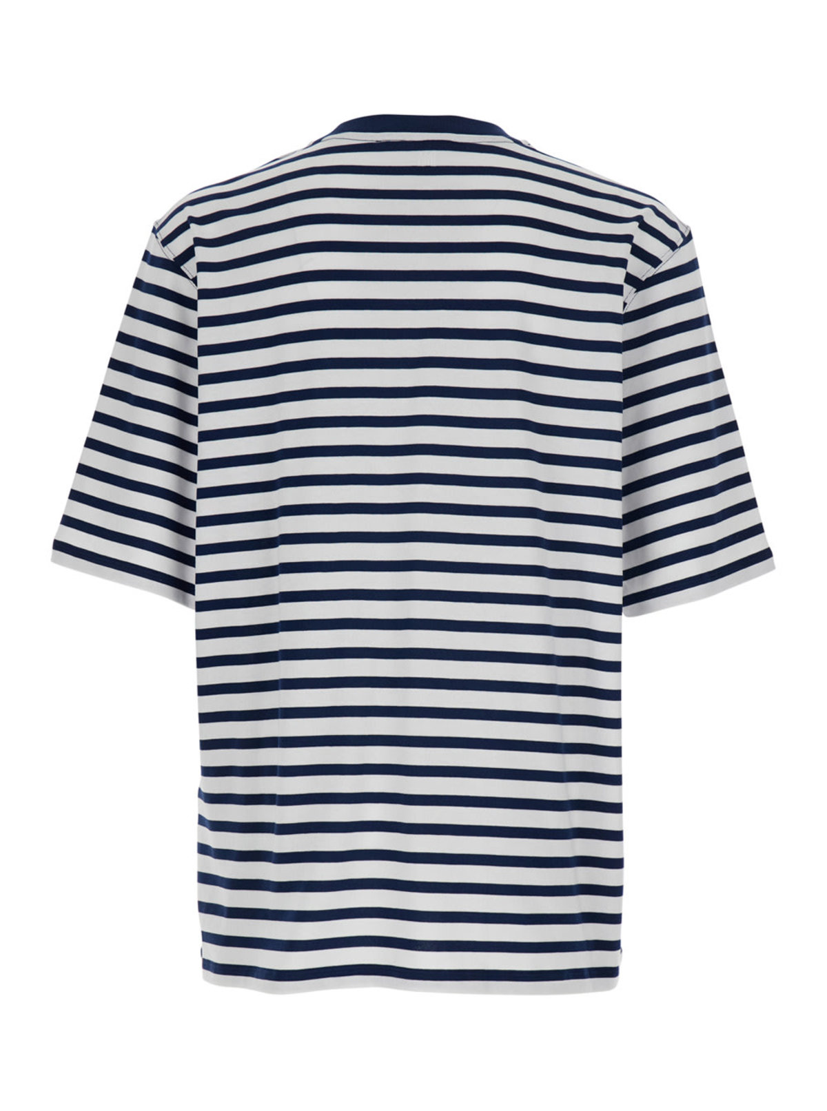 Ami Alexandre Mattiussi Quota Short Sleeve Boxy Fit Mariniere T-Shirt with Ami De Coeur Patch - Blue - Image 2 of 3