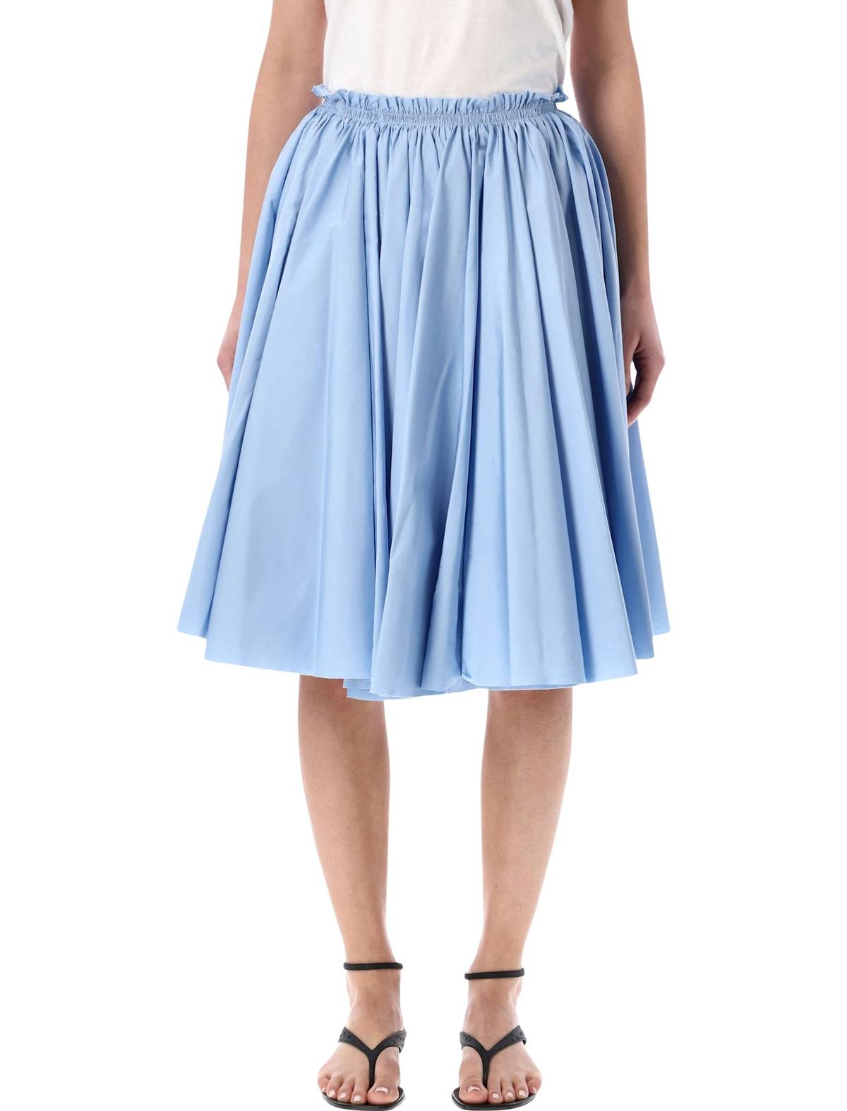 Ami Alexandre Mattiussi Ami Paris Cotton Midi Corolla Skirt - Light Blue - Image 1 of 3