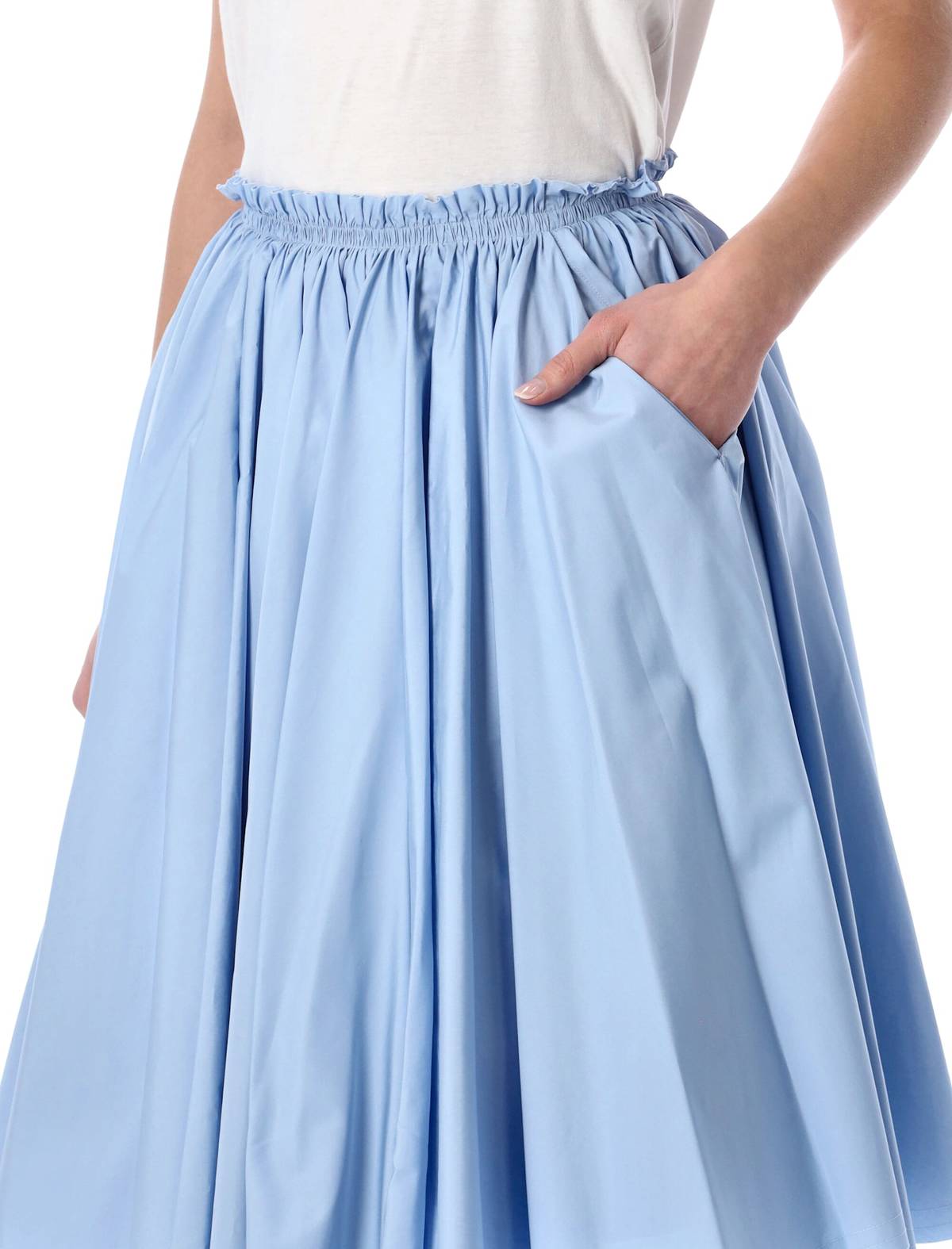 Ami Alexandre Mattiussi Ami Paris Cotton Midi Corolla Skirt - Light Blue - Image 3 of 3