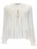 Self-Portrait Georgette With Ruffles Blouse - White - Thumbnail 1