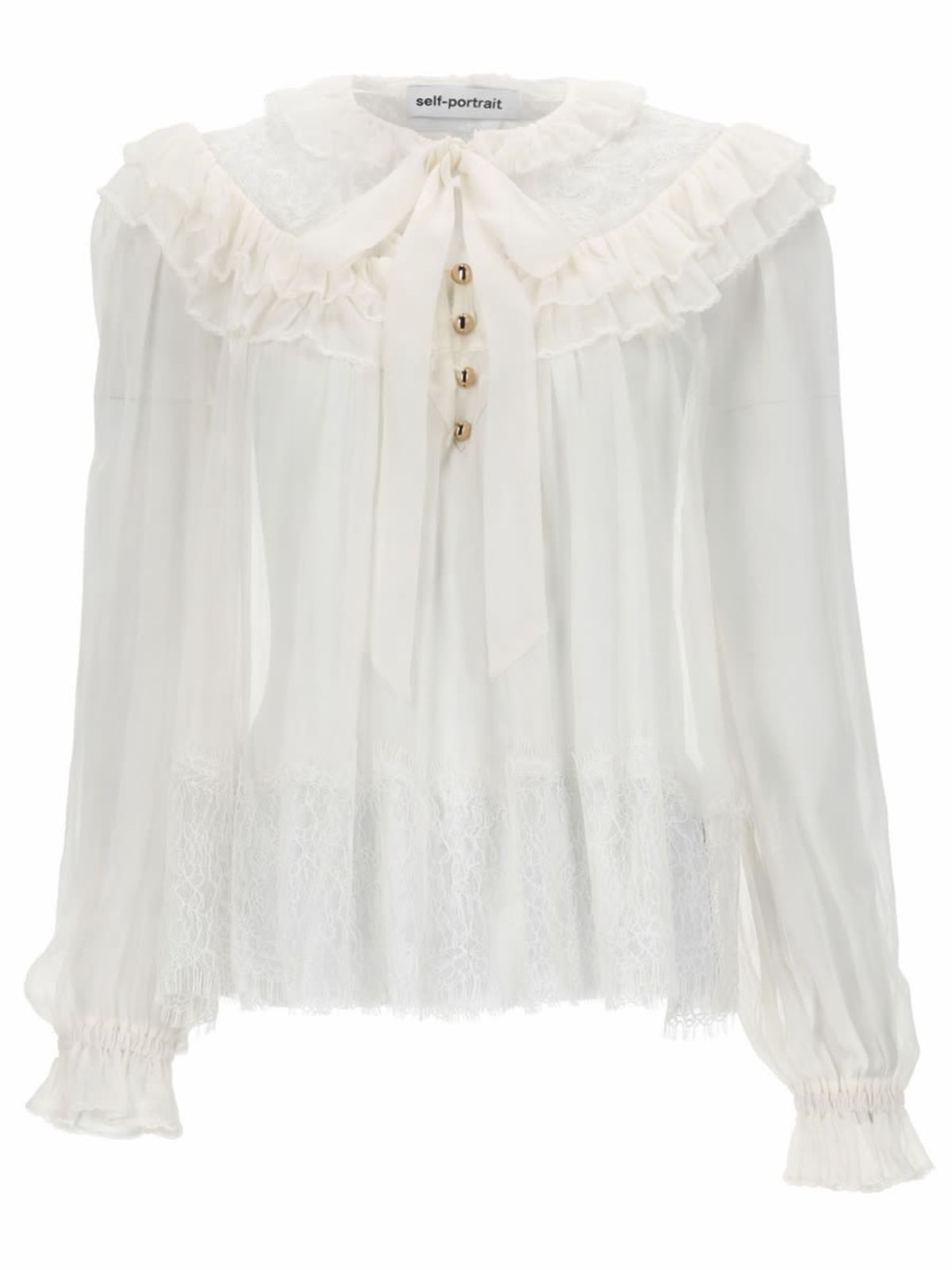 Self-Portrait Georgette With Ruffles Blouse - White - Image 1 of 2