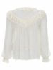 Self-Portrait Georgette With Ruffles Blouse - White - Thumbnail 2