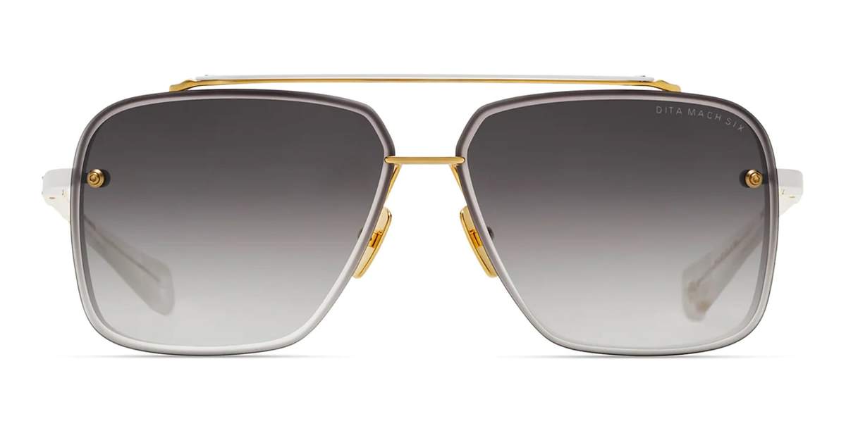 DITA Mach-Six Sunglasses - Matte White/Yellow Gold - Image 1 of 3