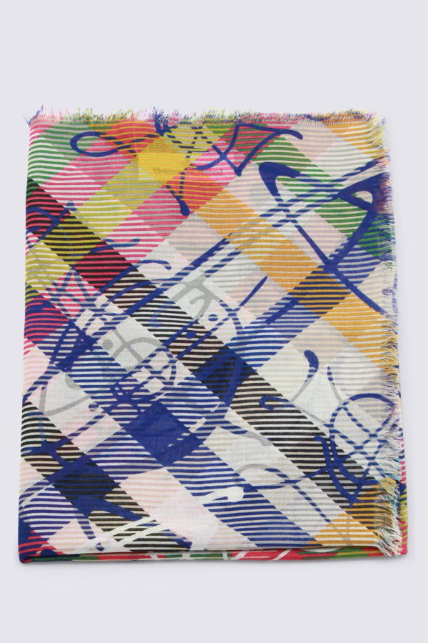 Vivienne Westwood Fuchsia Wool Check Scarf - Fuchsia