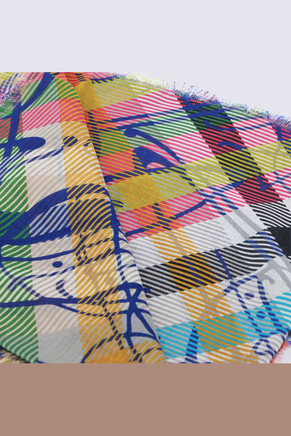 Vivienne Westwood Fuchsia Wool Check Scarf - Fuchsia