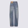 MM6 Maison Margiela Denim Blue Cotton Jeans - Medium Blue - Thumbnail 1