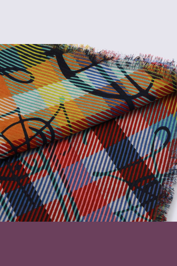 Vivienne Westwood Wool Check Scarf - Red