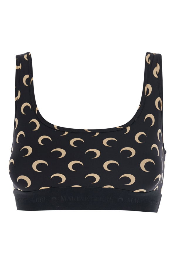 MARINE SERRE Moon Printed Jersey Sports Bra - Black