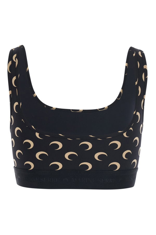 MARINE SERRE Moon Printed Jersey Sports Bra - Black