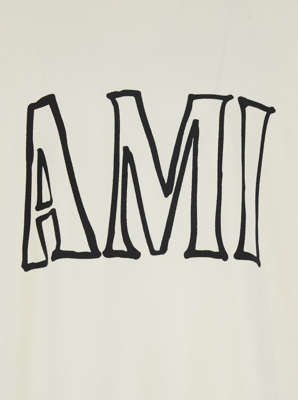 Ami Alexandre Mattiussi Boxy Fit Short Sleeve T-Shirt With Ami Paris Print At Front And Back - White