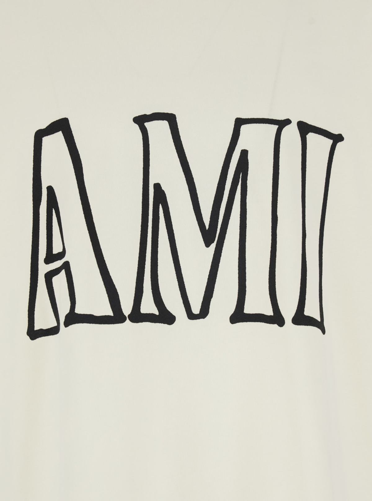 Ami Alexandre Mattiussi Boxy Fit Short Sleeve T-Shirt With Ami Paris Print At Front And Back - White - Image 3 of 3