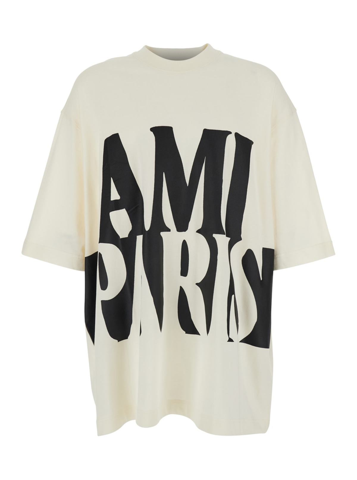 Ami Alexandre Mattiussi Oversize Short Sleeve T-Shirt with Ami Paris Print - White - Image 1 of 3