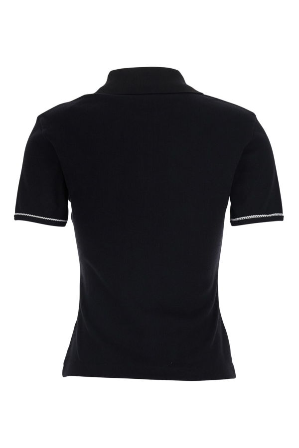 MARINE SERRE Cute 70s Short Sleeve Polo T-Shirt - Black