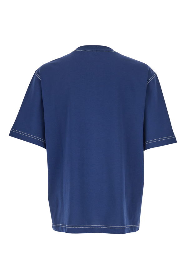 Ami Alexandre Mattiussi Short Sleeves Boxy Fit T-Shirt With Topstitched Ami De Coeur - Blue
