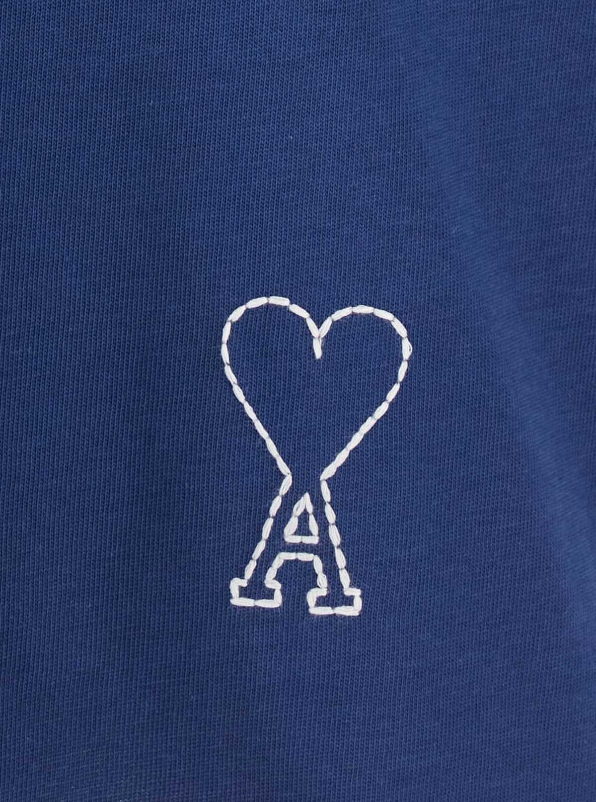 Ami Alexandre Mattiussi Short Sleeves Boxy Fit T-Shirt With Topstitched Ami De Coeur - Blue - Image 3 of 3