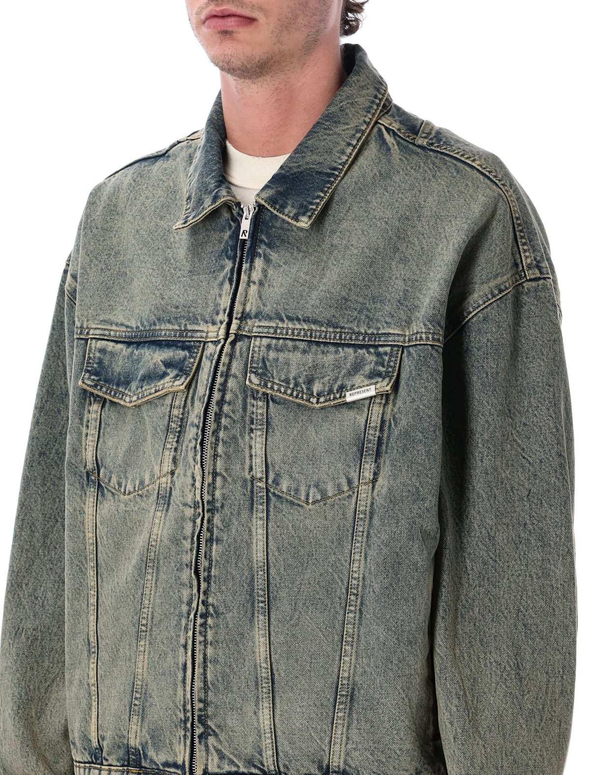 Represent R4 Denim Jacket - Blue Cream - Image 3 of 3