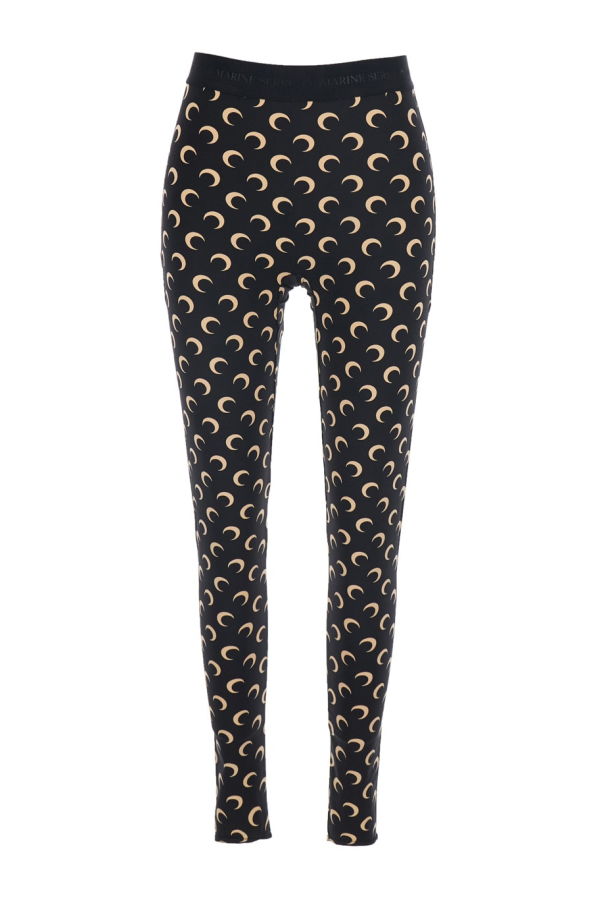 MARINE SERRE Moon Printed Jersey Legging Pants - Black