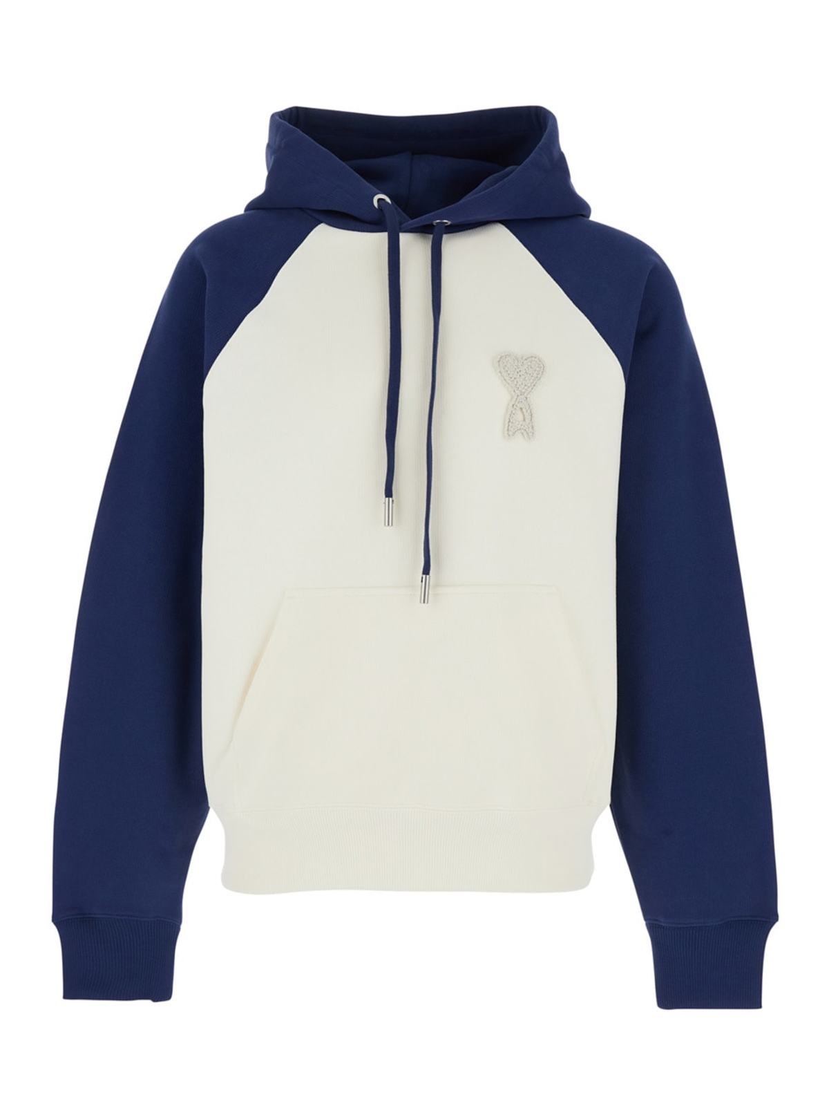 Ami Alexandre Mattiussi Boxy Fit Hoodie With Ami De Coeur Knitted Patch - Blu - Image 1 of 3