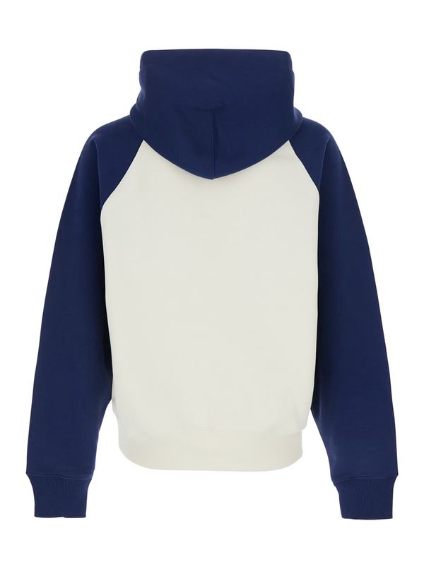Ami Alexandre Mattiussi Boxy Fit Hoodie With Ami De Coeur Knitted Patch - Blu
