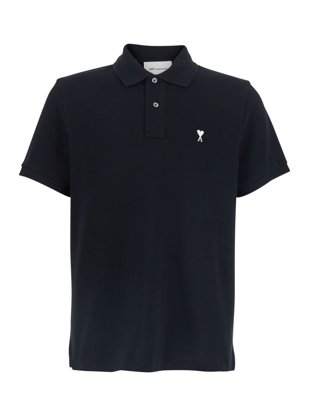 Ami Alexandre Mattiussi Quota Contrasted Ami De Coeur Polo Shirt - Black - Image 1 of 3