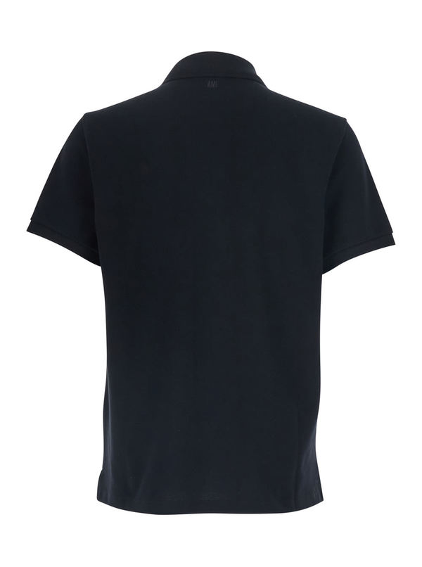 Ami Alexandre Mattiussi Quota Contrasted Ami De Coeur Polo Shirt - Black