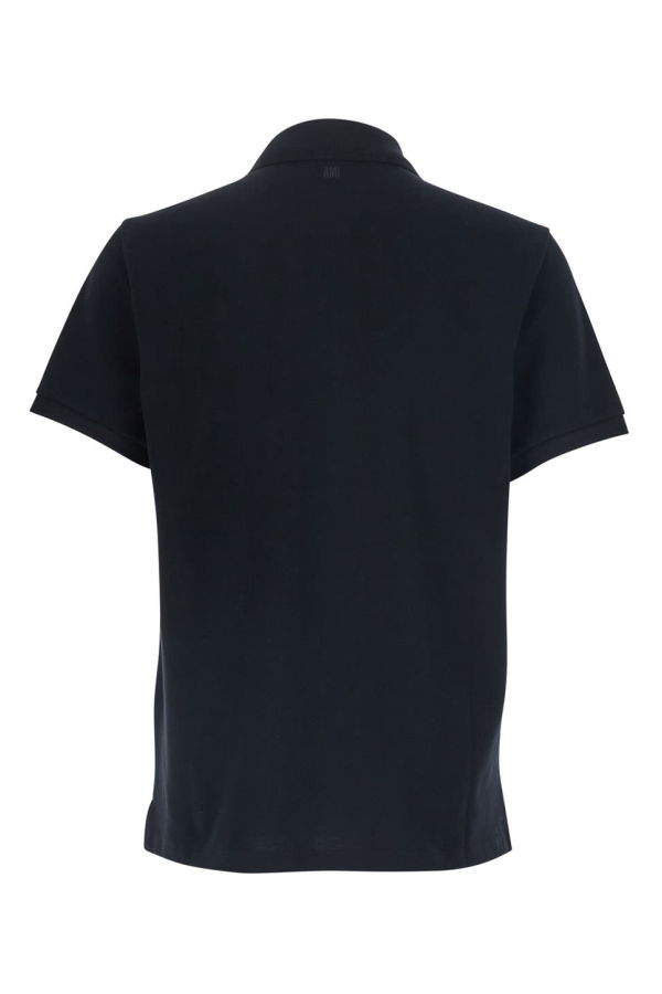 Ami Alexandre Mattiussi Quota Contrasted Ami De Coeur Polo Shirt - Black