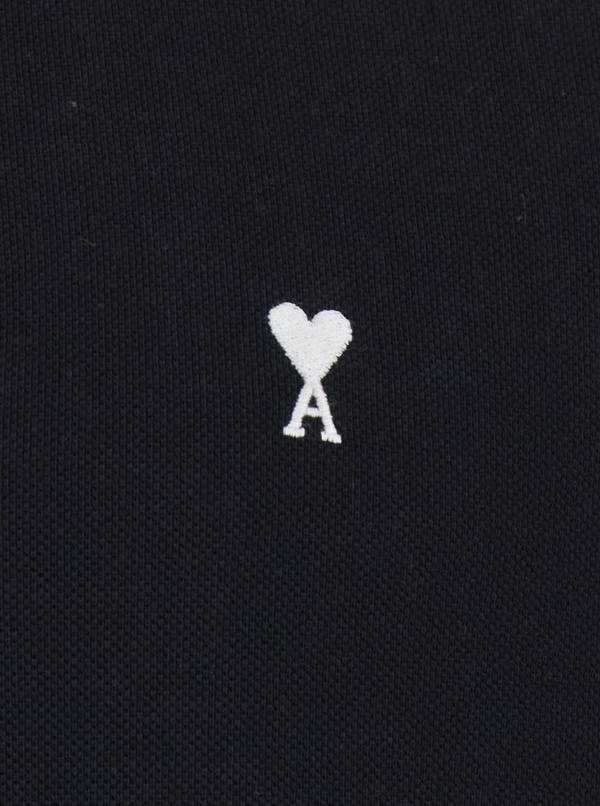 Ami Alexandre Mattiussi Quota Contrasted Ami De Coeur Polo Shirt - Black