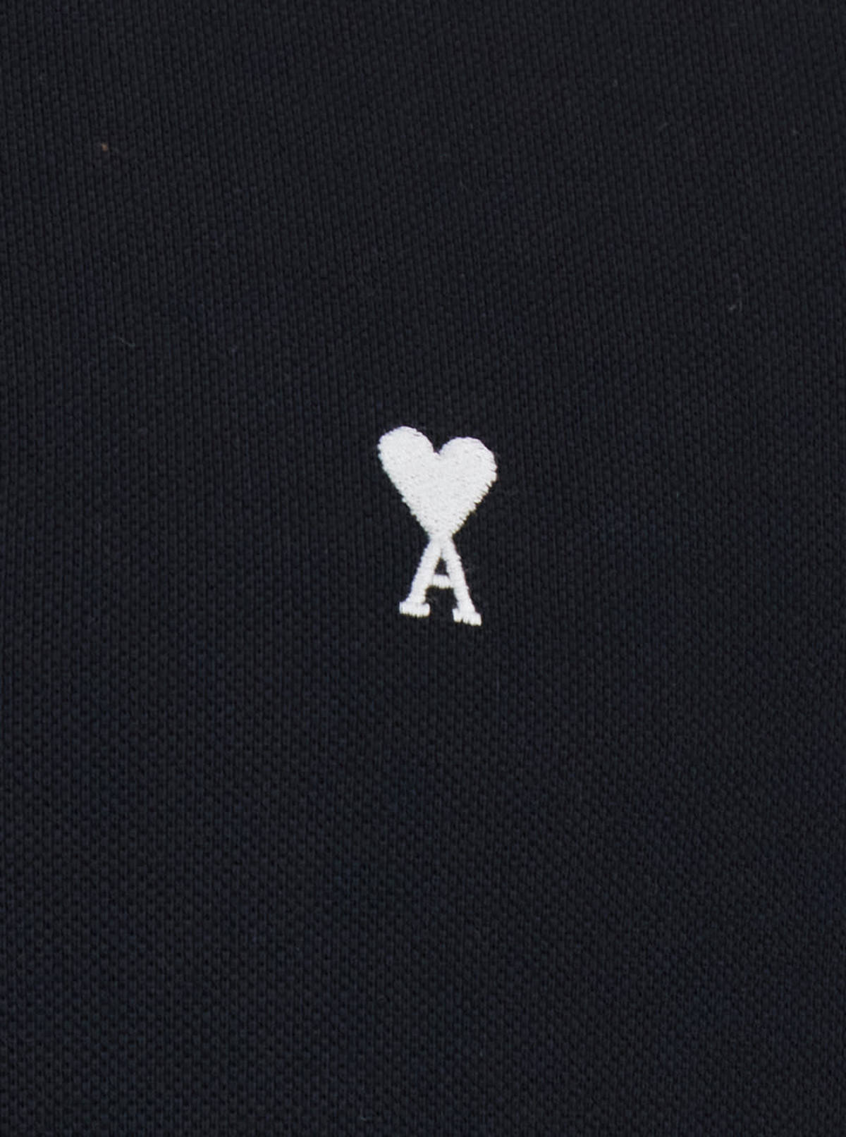 Ami Alexandre Mattiussi Quota Contrasted Ami De Coeur Polo Shirt - Black - Image 3 of 3