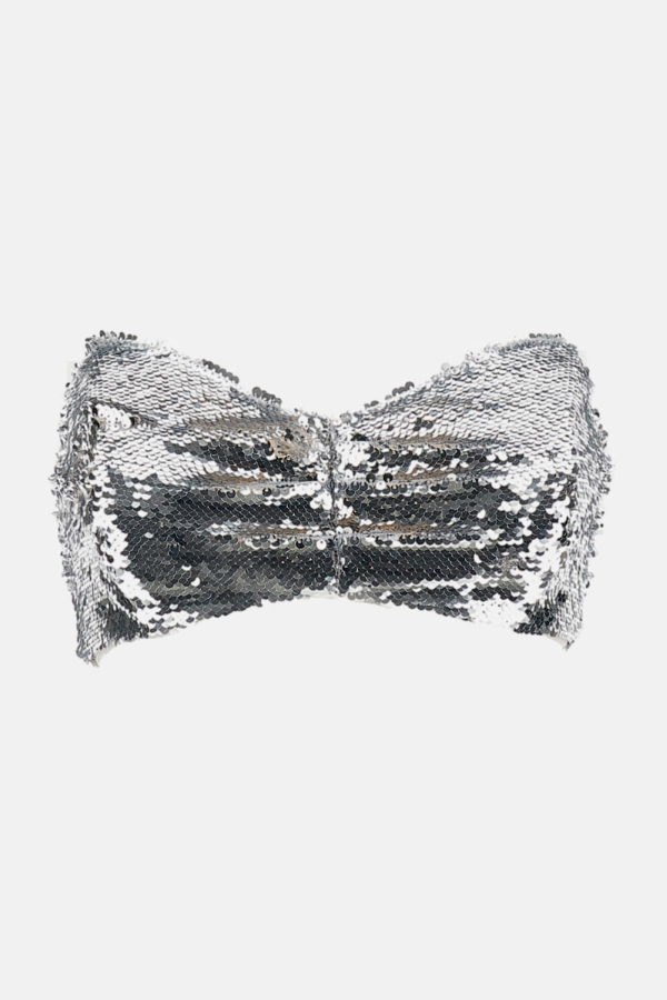 Simone Rocha Sculpt Bandeau Paillettes Top - Silver