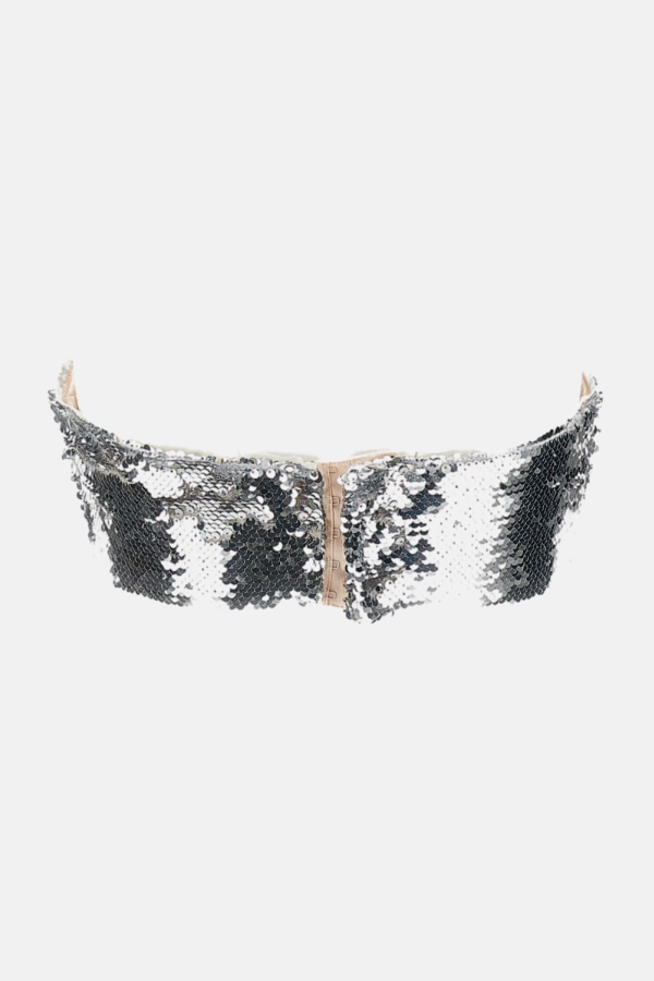 Simone Rocha Sculpt Bandeau Paillettes Top - Silver