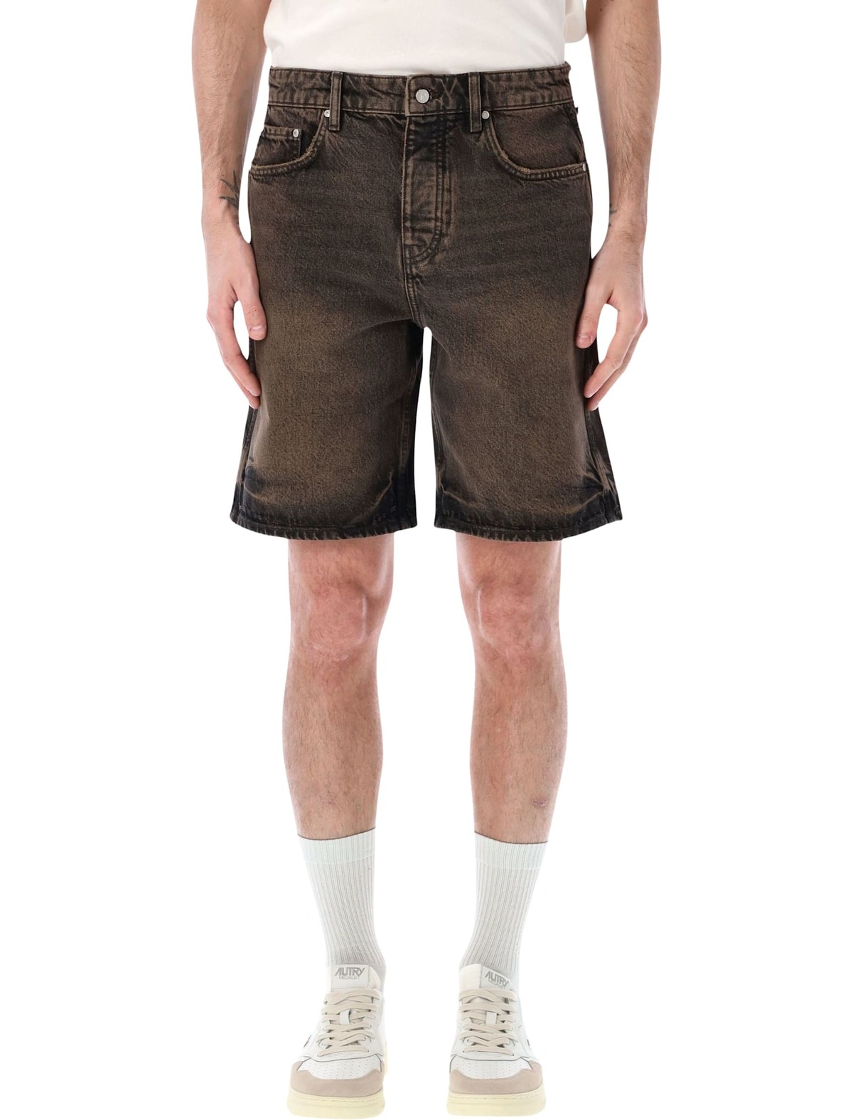 Represent Denim Short Shorts - Bark - Image 1 of 3