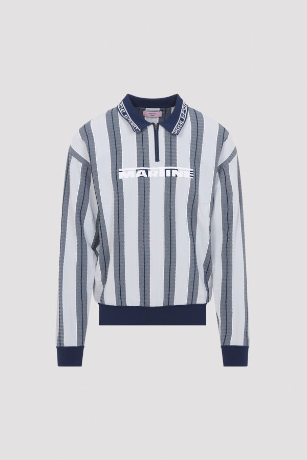 Martine Rose Logo Polo Shirt - Blue/Grey