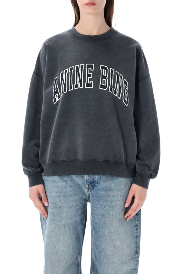 Anine Bing Miles Cotton Sweatshirt - Washed Black