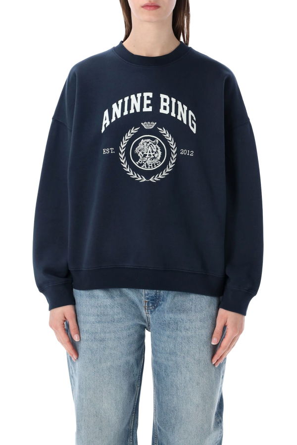 Anine Bing Miles Cotton Sweatshirt - Navy