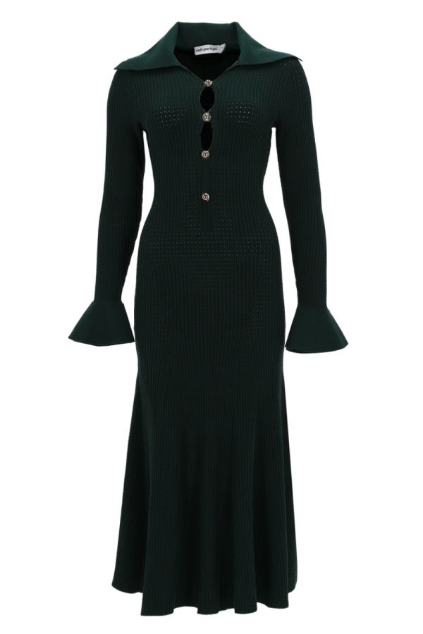 Self-Portrait Midi Dress With Cut-Out Dress - Green