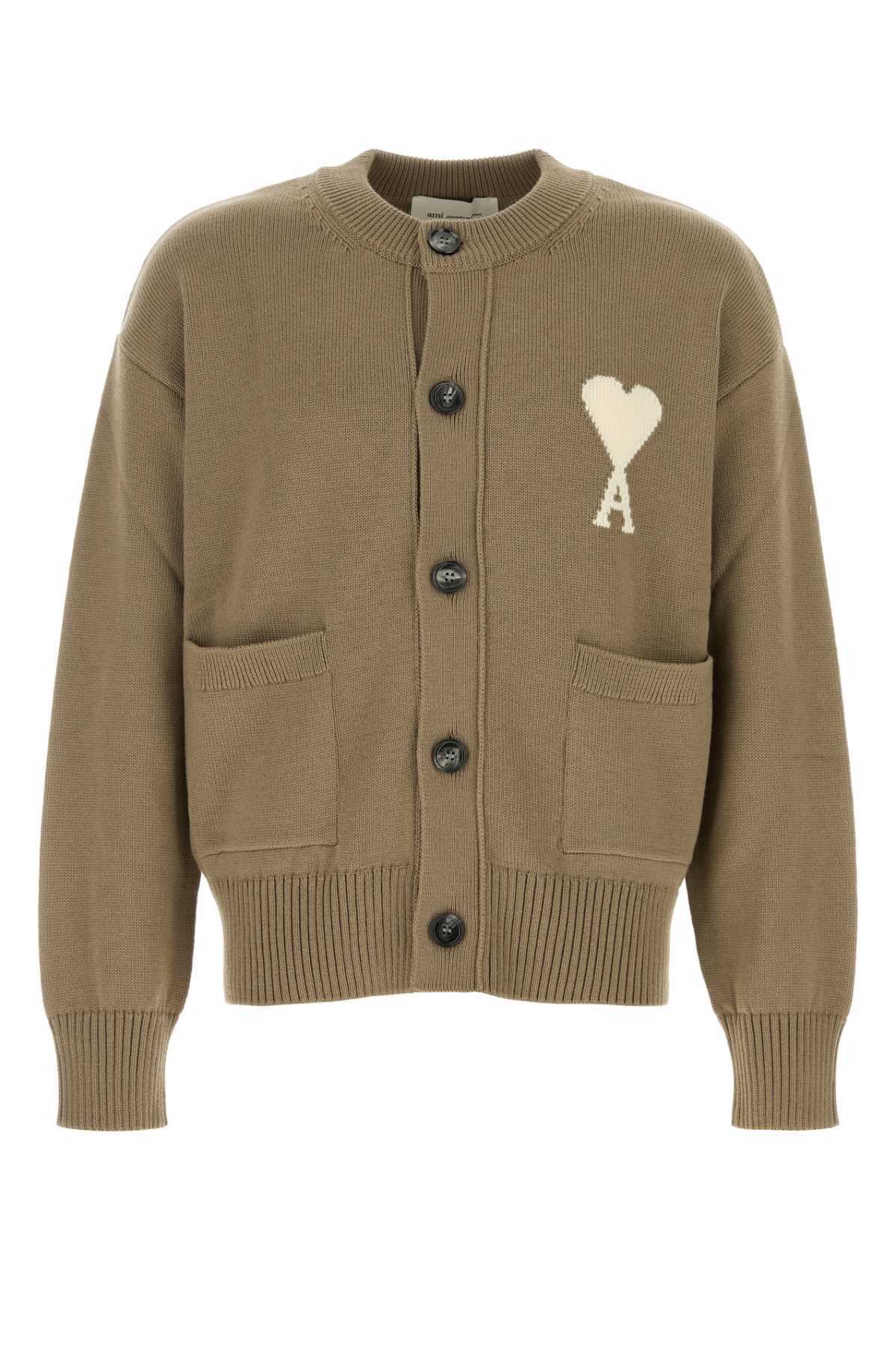 Ami Alexandre Mattiussi Cappuccino Wool Blend Cardigan - Image 1 of 2