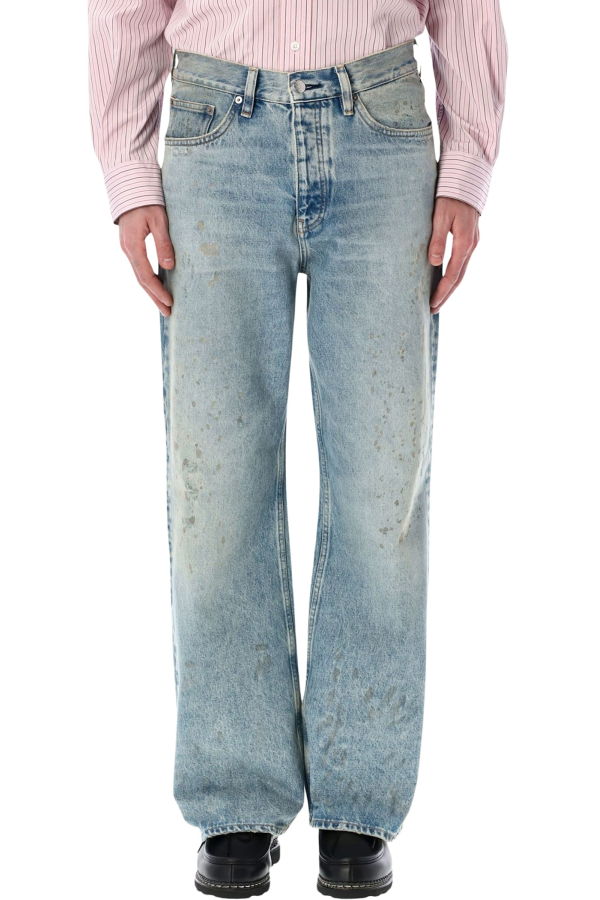 Sunflower Relaxed Boot Paint Worn Jeans - Light/Mid-Blue Indigo