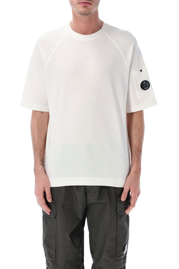C.P. Company Light Fleece Short Sleeve Sweatshirt - Gauze White
