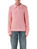 Sunflower Cotton Linen Polo Sweater - Pink - Thumbnail 1